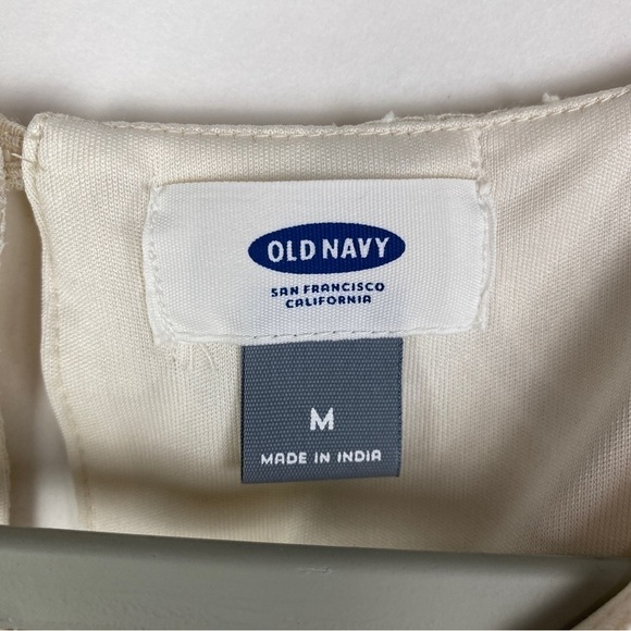 Old Navy Ivory 2-Layer Lace Mesh Keyhole Back Side Zip Dress Women's Medium NEW - Picture 10 of 14